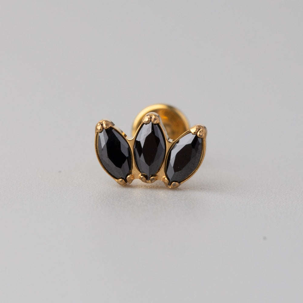 Triple Marquise Black CZ Labret in Gold - Titanium