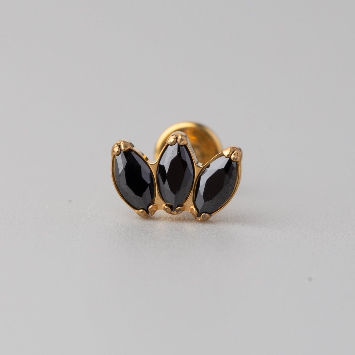 Triple Marquise Black CZ Labret in Gold - Titanium - Camden Body Jewellery