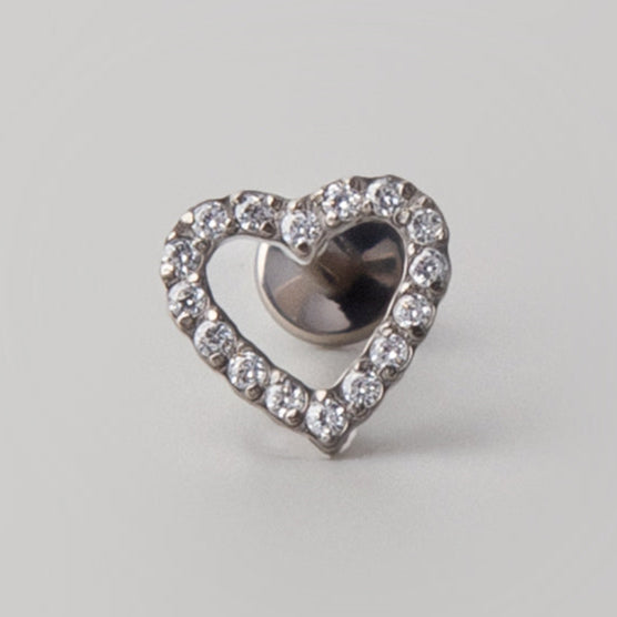 Celeste Heart Labret in Silver - Titanium