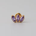 Triple Marquise Purple CZ Labret in Gold - Titanium - Camden Body Jewellery