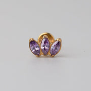 Triple Marquise Purple CZ Labret in Gold - Titanium - Camden Body Jewellery