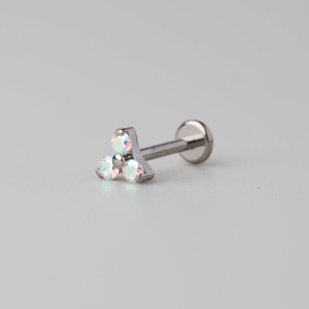 Triple Blaze Set Trinity AB CZ Labret in Silver - Titanium