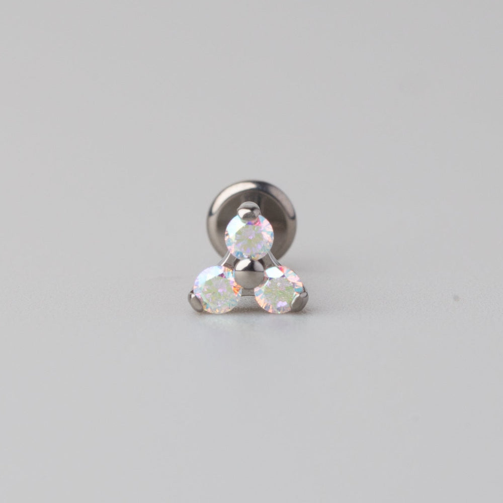 Triple Blaze Set Trinity AB CZ Labret in Silver - Titanium