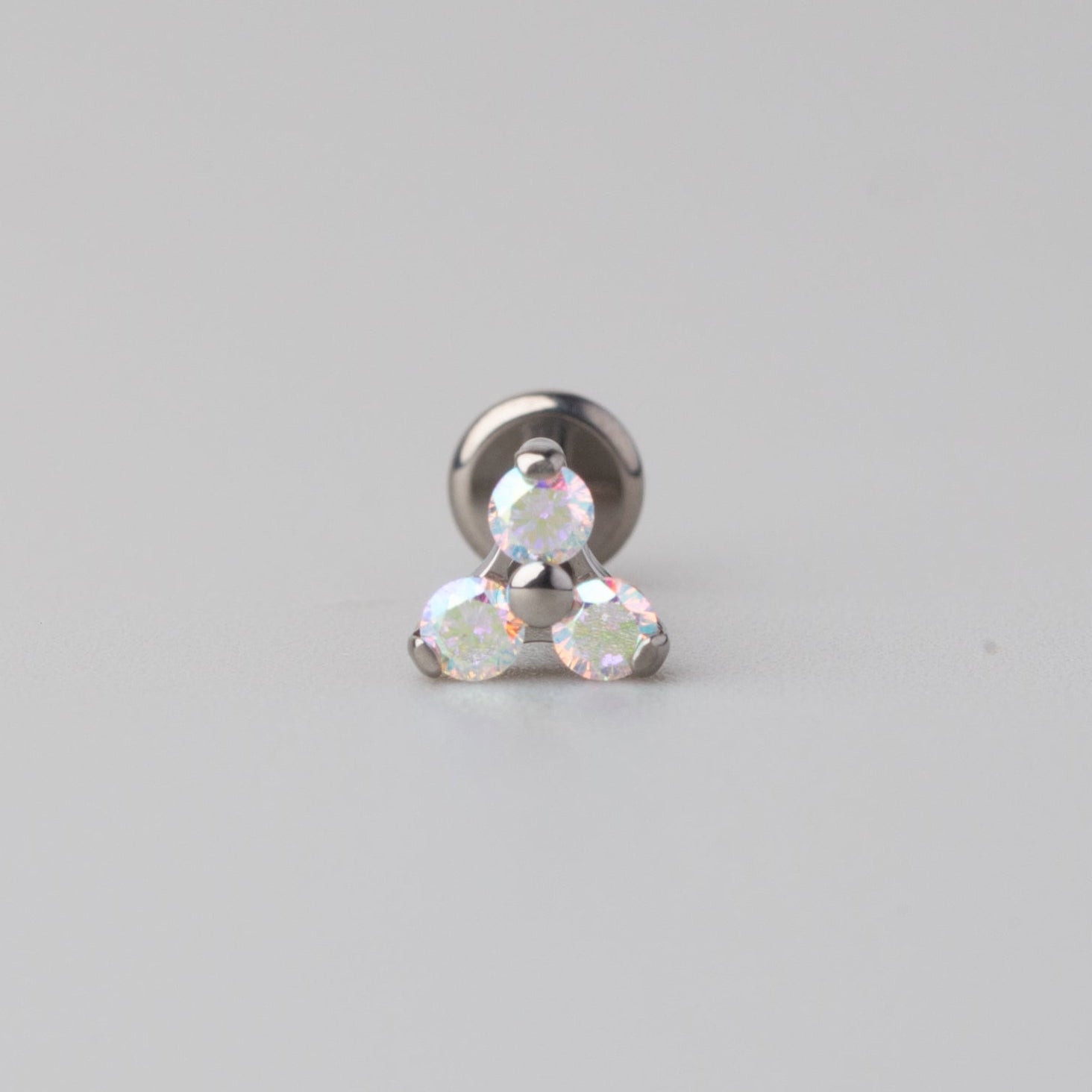 Triple Blaze Set Trinity AB CZ Labret in Silver - Titanium - Camden Body Jewellery