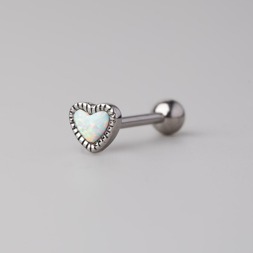 Lovers Tongue Barbell White Opal - Titanium - Camden Body Jewellery