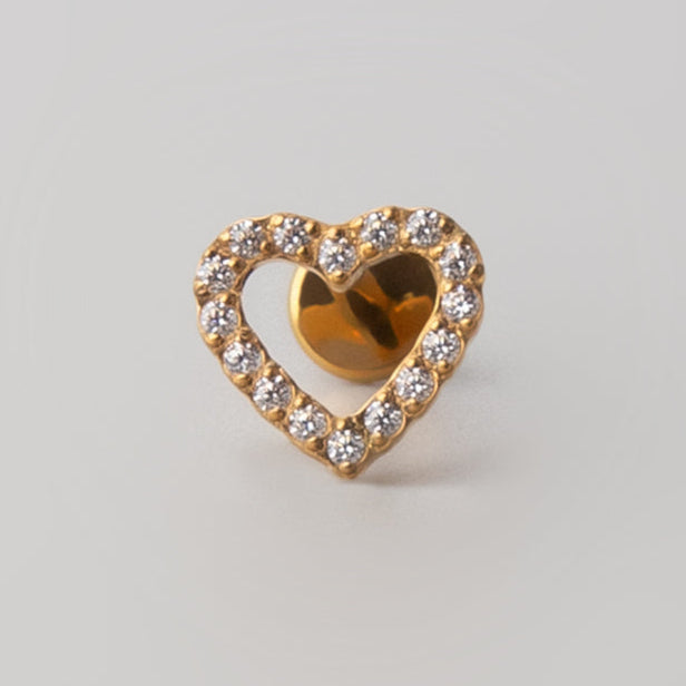 Celeste Heart Labret in Gold - Titanium