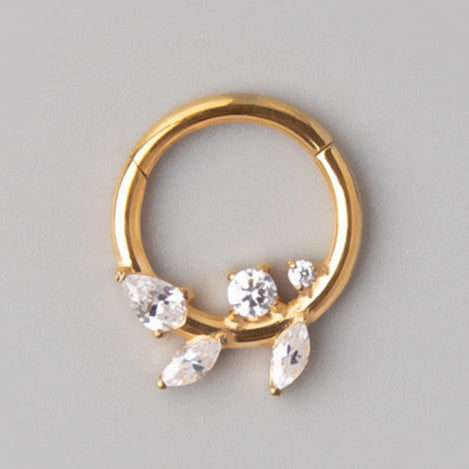 Marquise CZ Segment Hoop in Gold - Titanium - Camden Body Jewellery