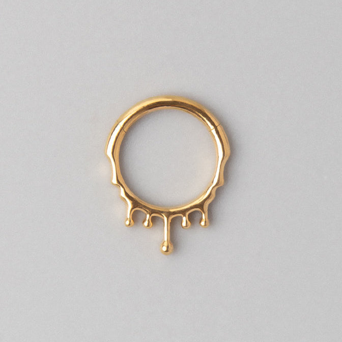 Venom Drip Segment Hoop in Gold - Titanium