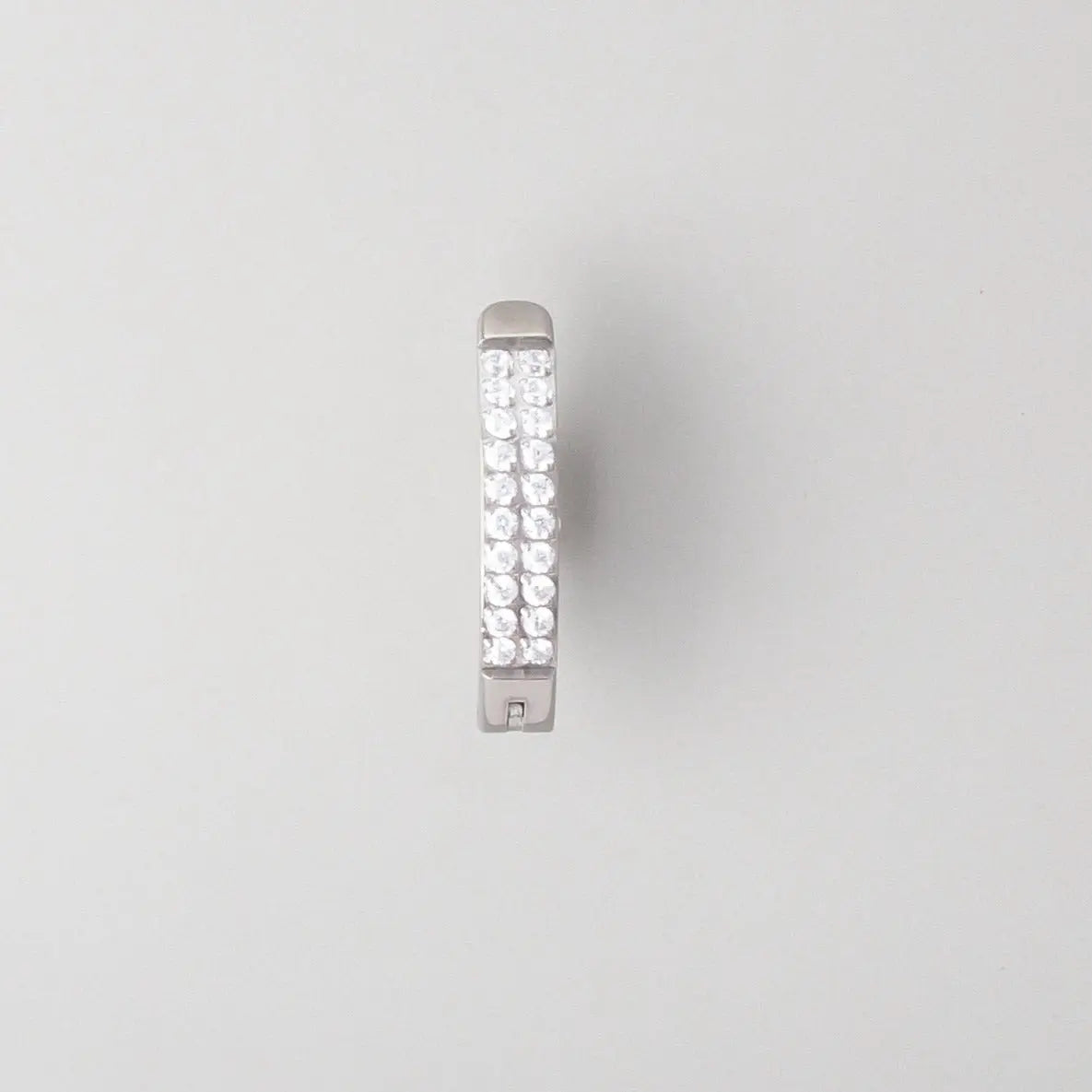 Hinged Clicker Belly Button Ring Double Pave CZ Face in Silver - Titanium - Camden Body Jewellery