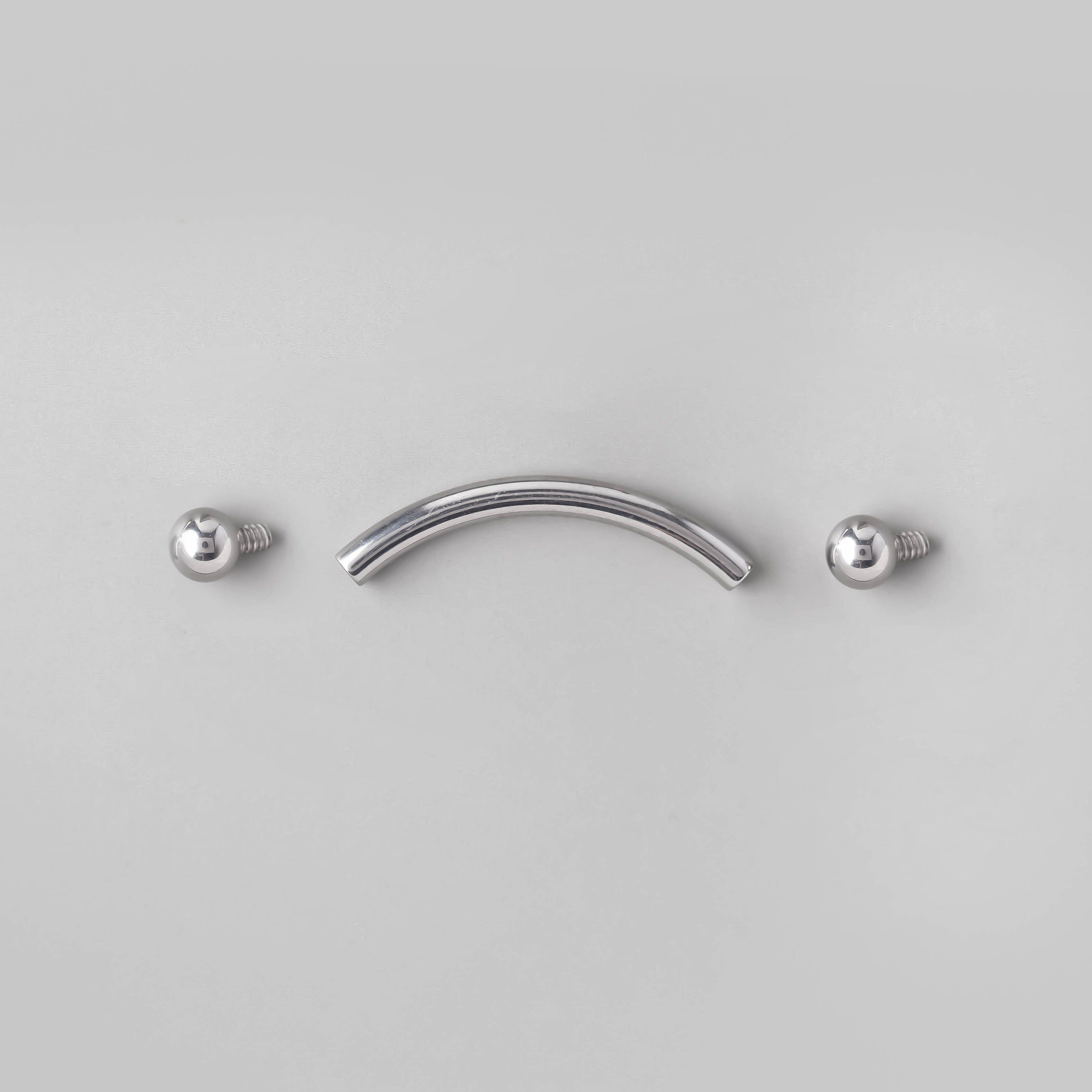 Curved Barbell with Balls - Titanium - Camden Body Jewellery