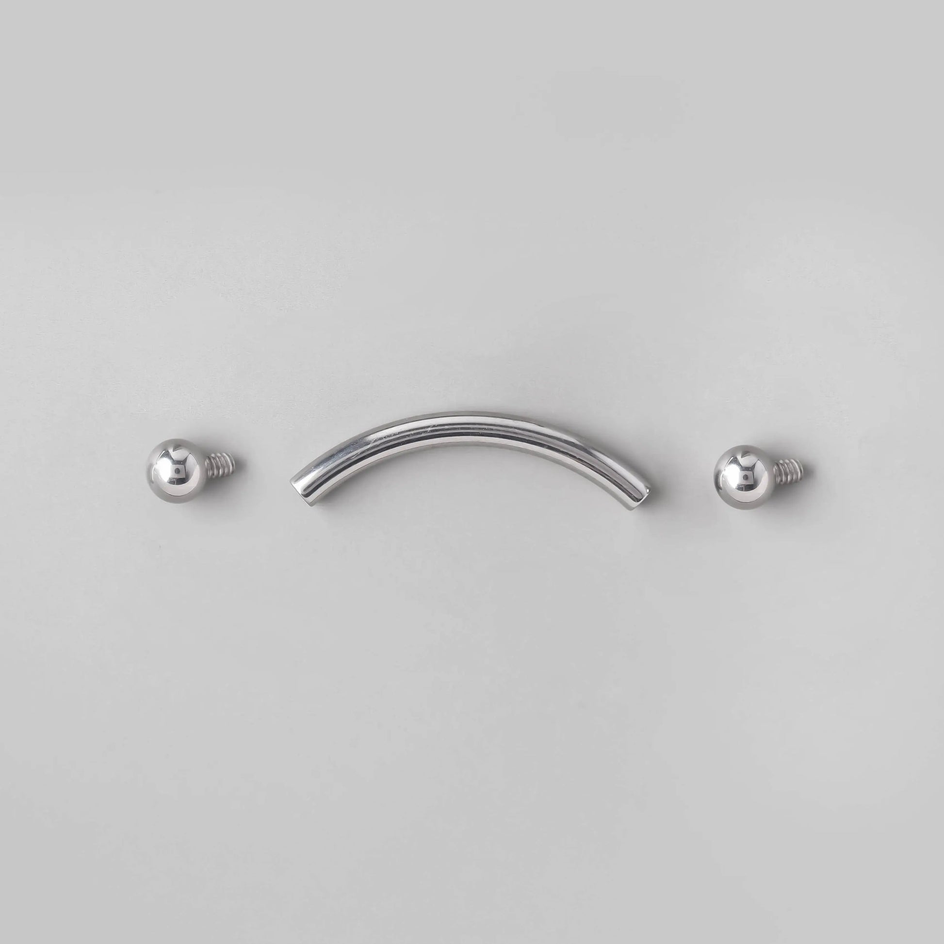 Curved Barbell with Balls in Silver - Titanium - Camden Body Jewellery