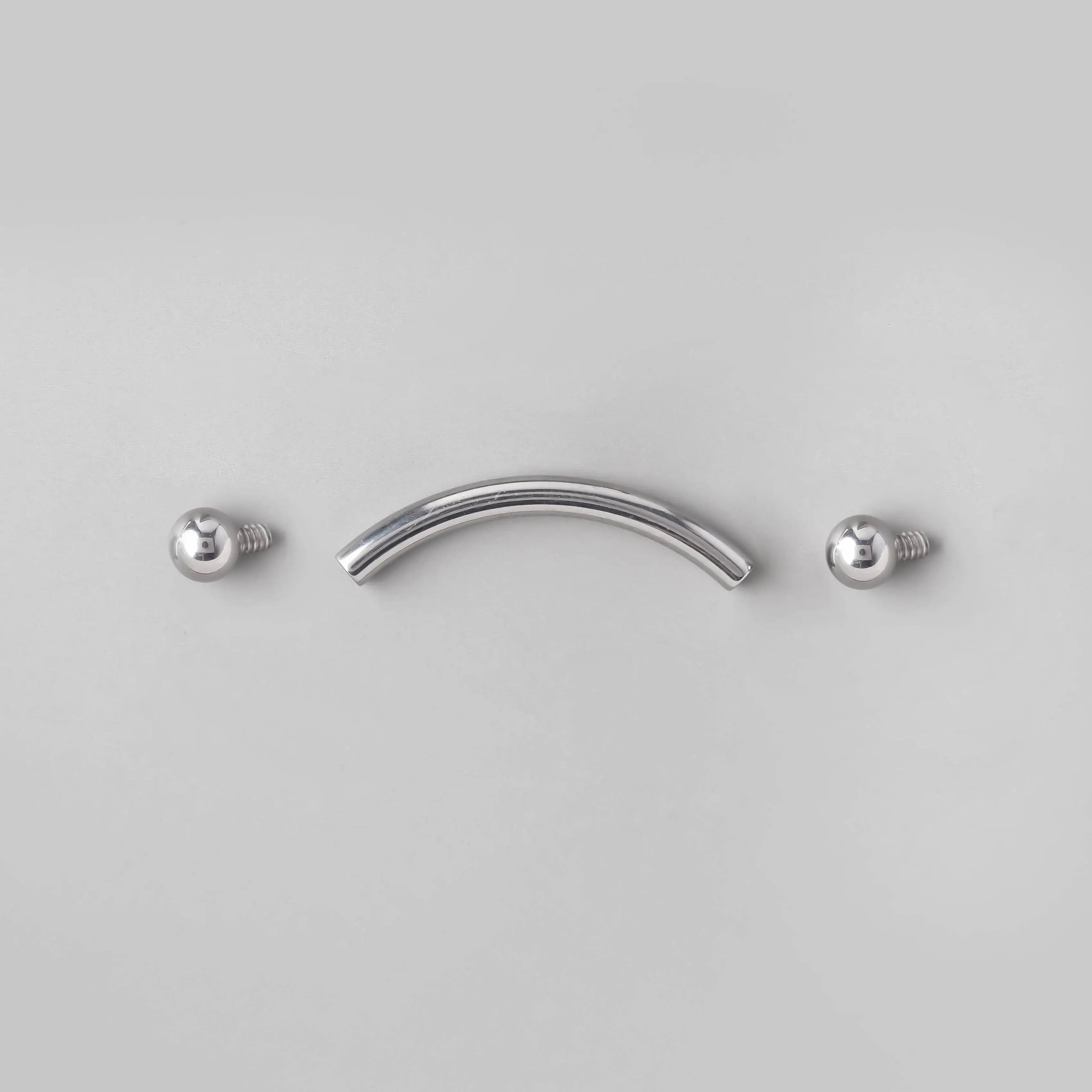 Curved Barbell with Balls in Silver - Titanium - Camden Body Jewellery