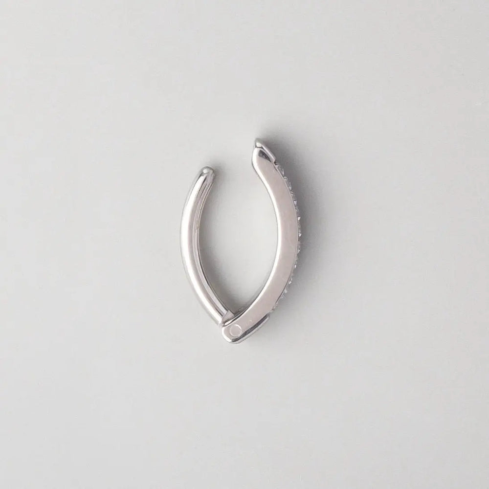 Hinged Clicker Belly Button Ring Double Pave CZ Face in Silver - Titanium