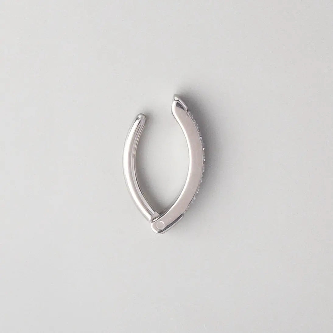 Hinged Clicker Belly Button Ring Double Pave CZ Face in Silver - Titanium - Camden Body Jewellery