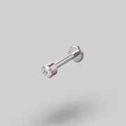 Bezel Set Clear Stone Top Labret in Silver - Titanium - Camden Body Jewellery