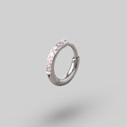 Huggie Hoop Pink CZ in Silver (Pair) - Titanium - Camden Body Jewellery