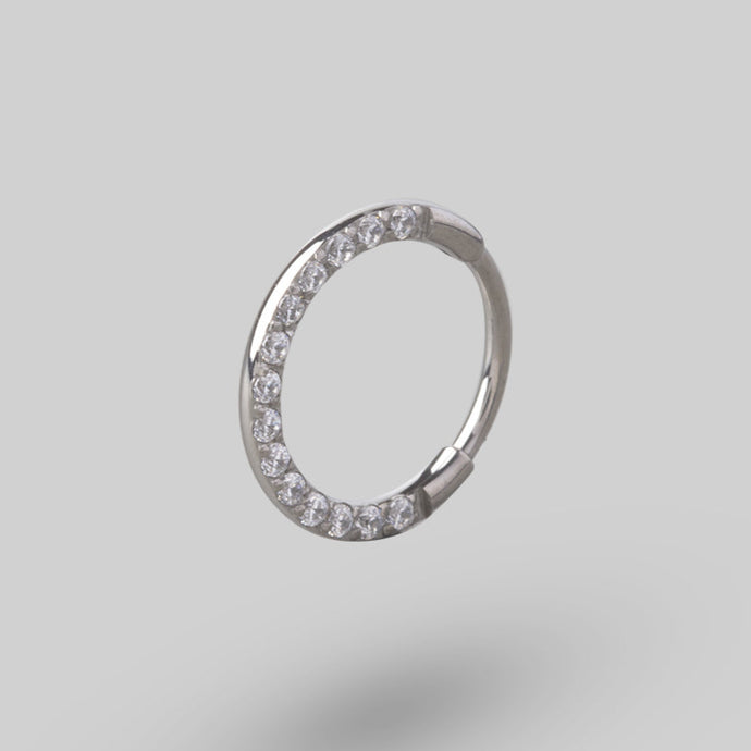 Clicker Pin Titanium - Clicker Pin Hinged Segment Clicker Ring Front Face CZ in ...
