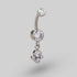 Bezel Set CZ with 4 CZ Hang Belly Bar - Titanium - Camden Body Jewellery