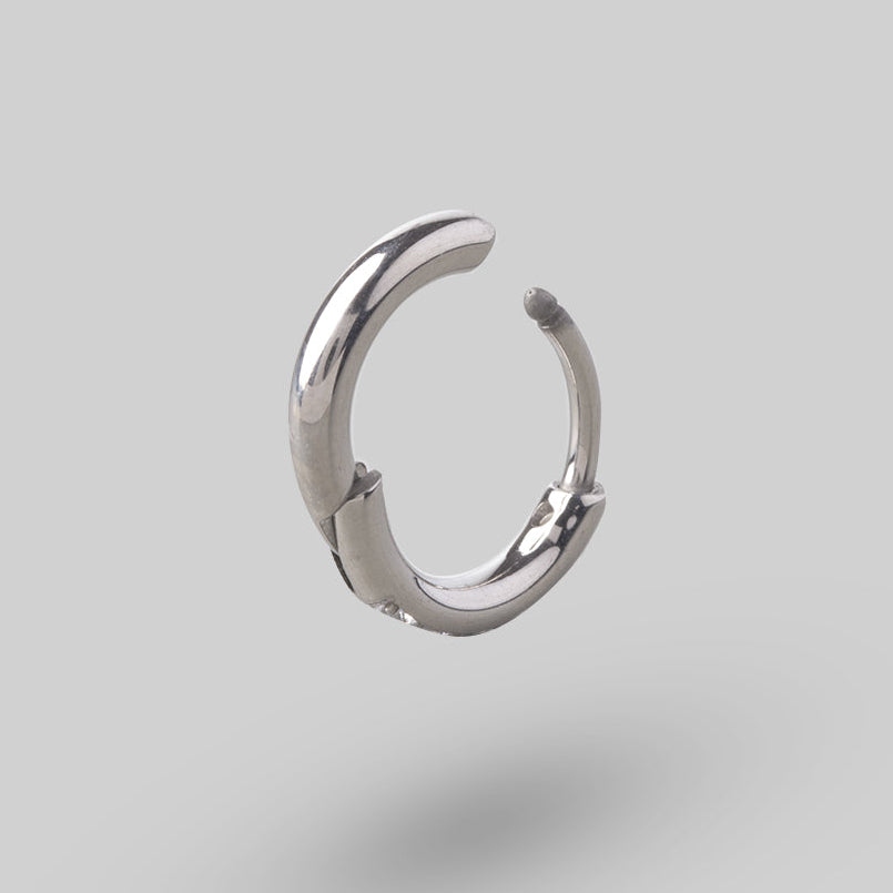 Huggie Hoop Clear CZ in Silver (Pair) - Titanium - Camden Body Jewellery