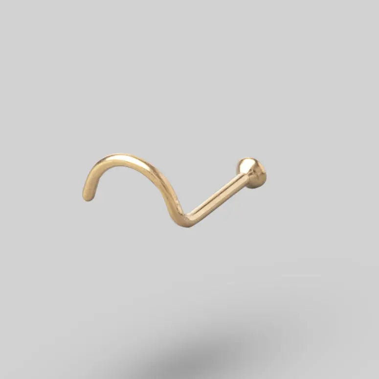 Screw Shape Nose Stud with Clear Gem in Gold - Titanium - Camden Body Jewellery