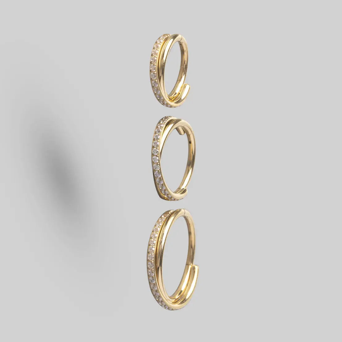 Hinged Segment Ring CZ Pave Side Twist in Gold - Titanium - Camden Body Jewellery