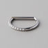 Hinged Segment Ring D Shape Pearl Lined - Titanium - Camden Body Jewellery