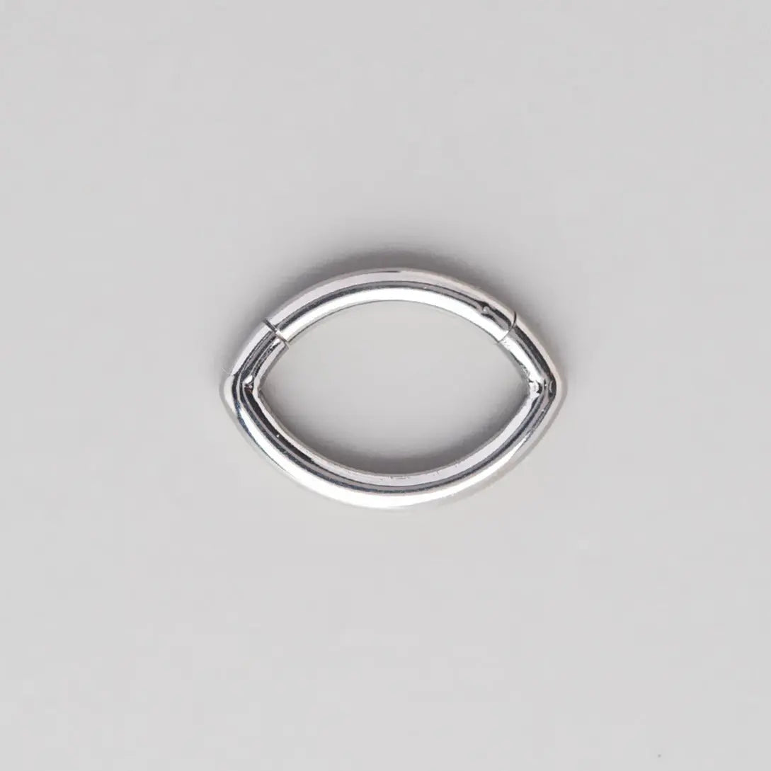 Hinged Segment Ring Oval Shape in Silver - Titanium - Camden Body Jewellery