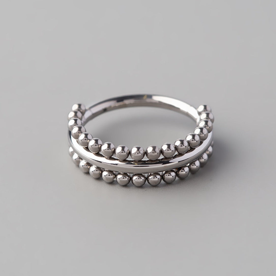 Hinged Segment Ring Double Sided Beads in Silver - Titanium - Camden Body Jewellery