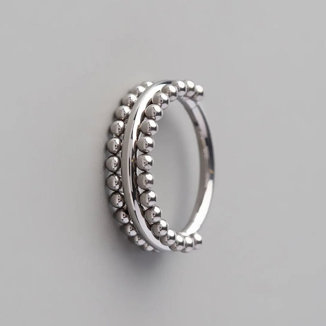 Hinged Segment Ring Double Sided Beads in Silver - Titanium - Camden Body Jewellery