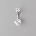 Heart Shaped Crystal Belly Bar - Titanium - Camden Body Jewellery