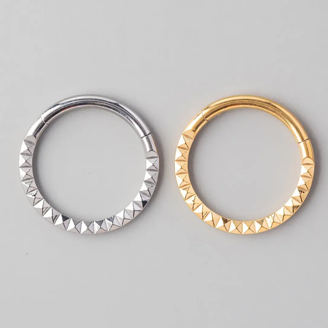 Hinged Segment Ring Front Face Square Cut in Gold - Titanium - Camden Body Jewellery