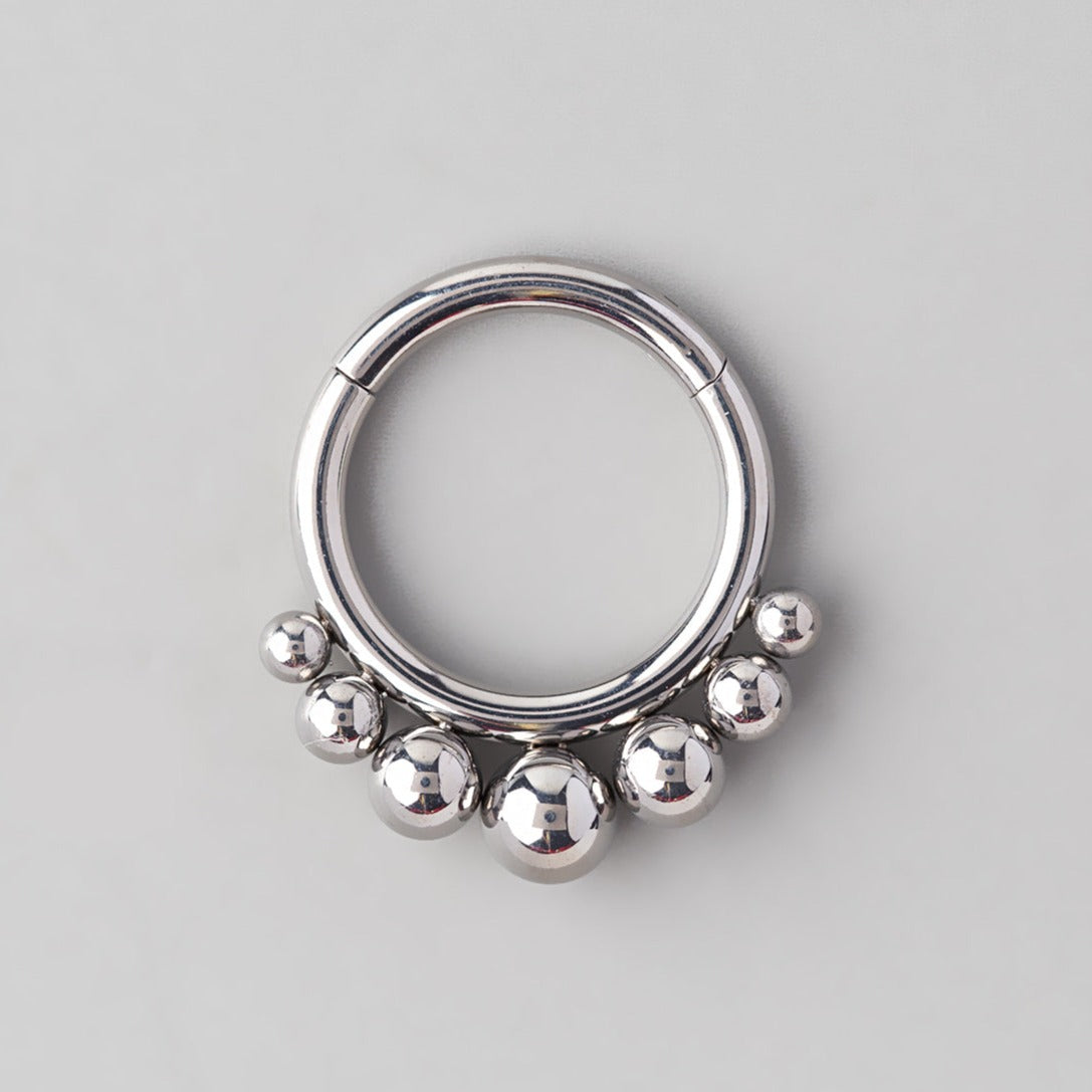 Hinged Clicker Ring Tribal Asia Ball - Titanium - Camden Body Jewellery