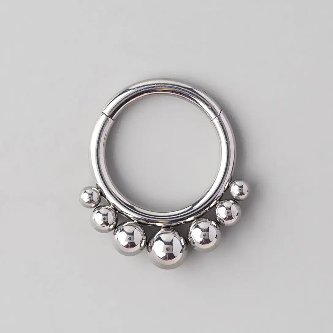 Hinged Clicker Ring Tribal Asia Ball - Titanium - Camden Body Jewellery