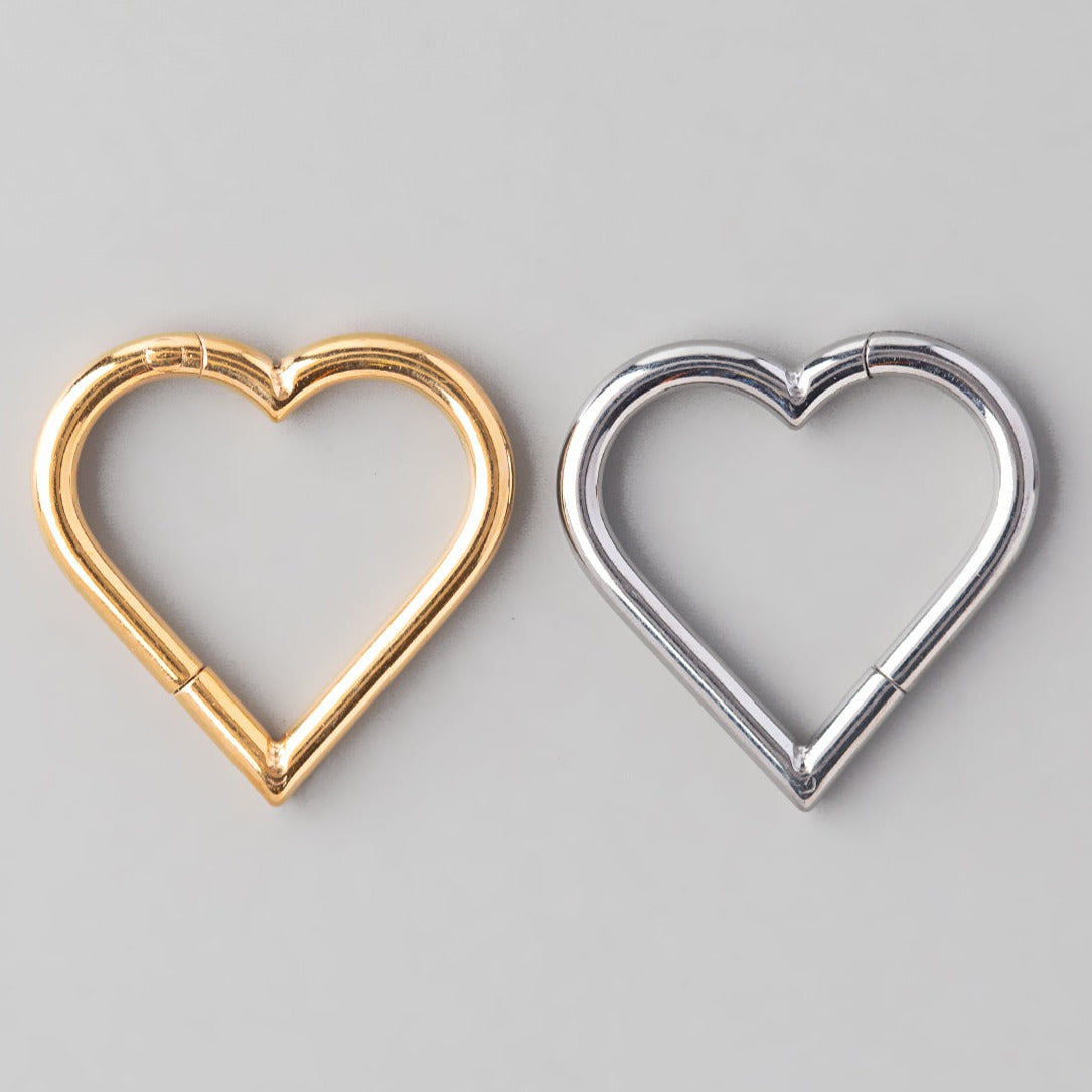 Hinged Segment Ring Heart Shape in Gold - Titanium - Camden Body Jewellery