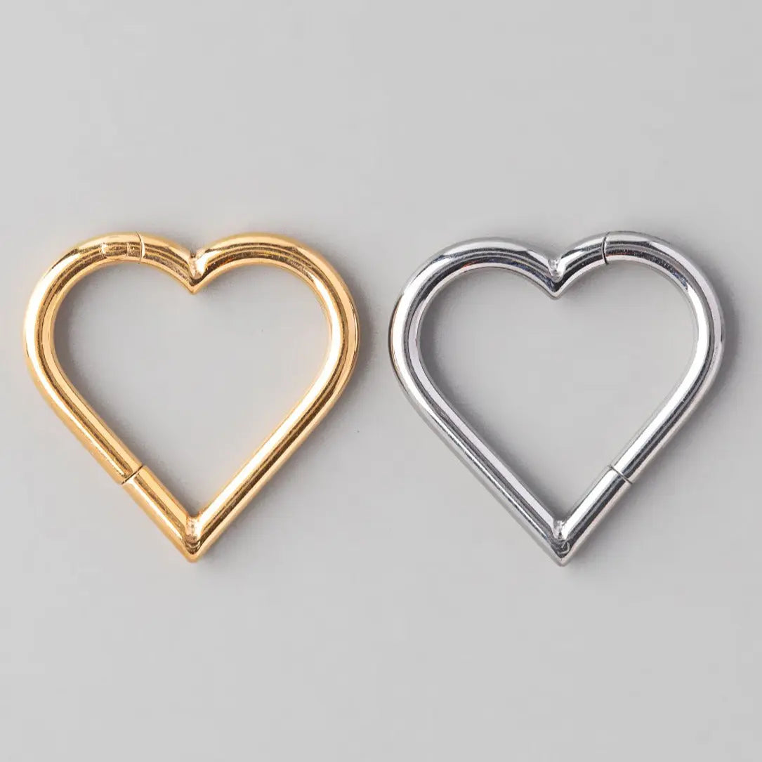 Hinged Segment Ring Heart Shape in Gold - Titanium - Camden Body Jewellery