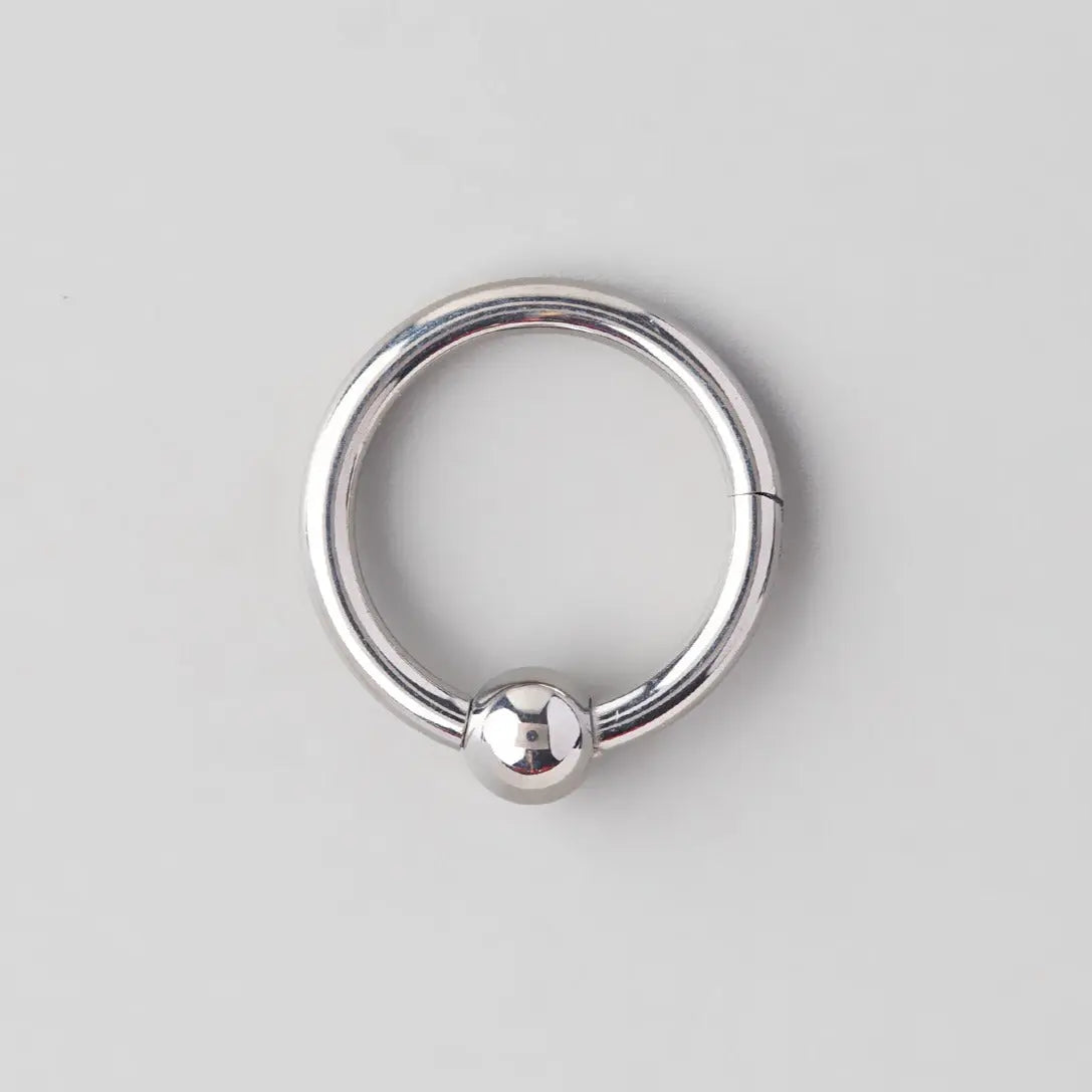 Hinged Segment Ring with Ball Centre - Titanium - Camden Body Jewellery