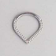Front Face Bump Cut Chevron Hinged Segment Ring in Silver - Titanium - Camden Body Jewellery