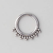 Hinged Segment Ring with 7 Tri-Bead Clusters - Titanium - Camden Body Jewellery