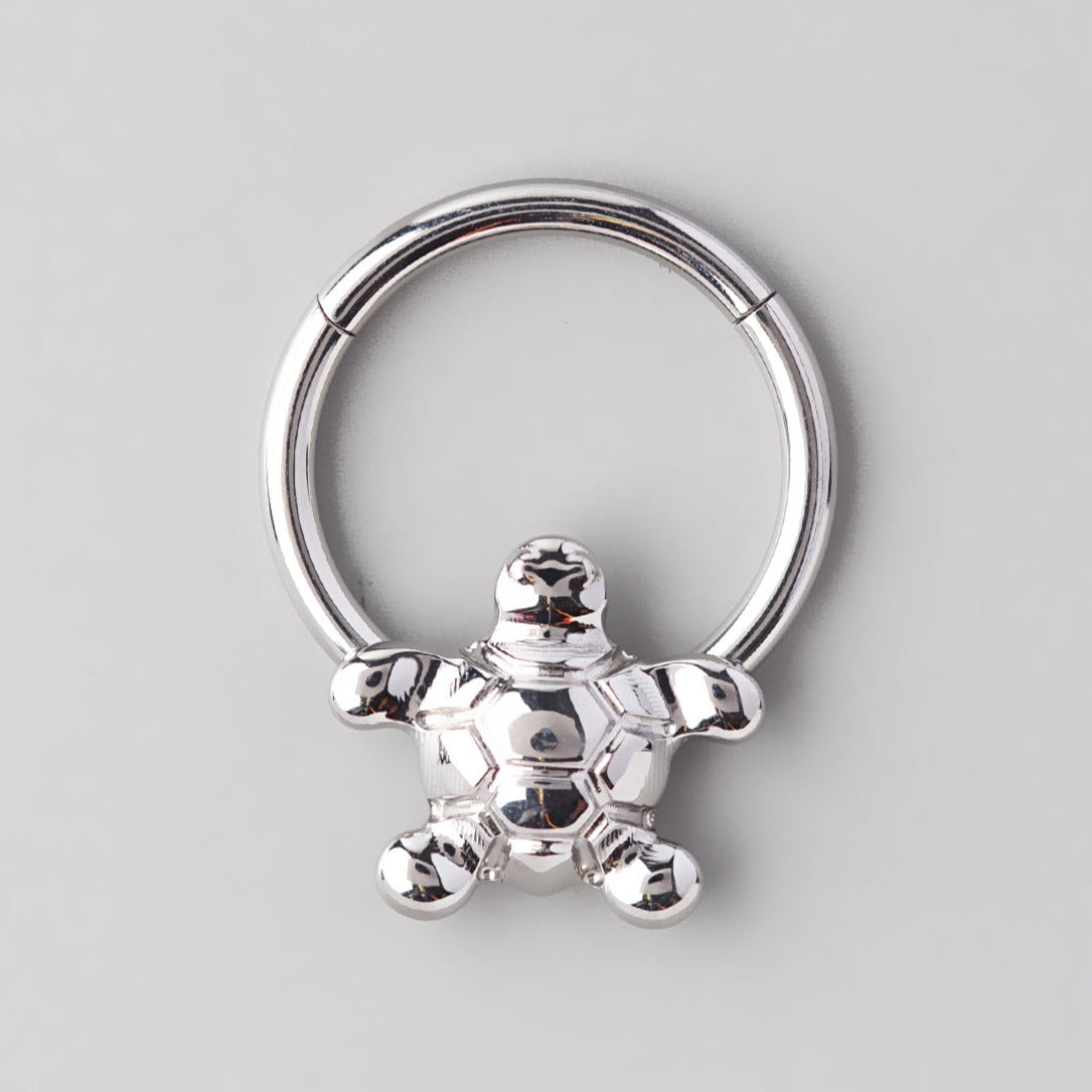 Hinged Segment Ring Tortoise in Silver - Titanium - Camden Body Jewellery