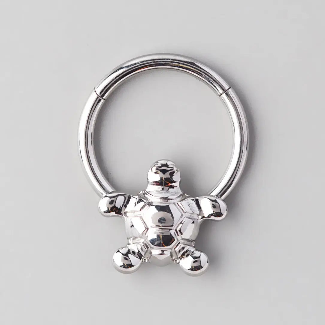 Hinged Segment Ring Tortoise in Silver - Titanium - Camden Body Jewellery