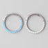 Hinged Segment Ring Front Face CZ in White Opal - Titanium - Camden Body Jewellery