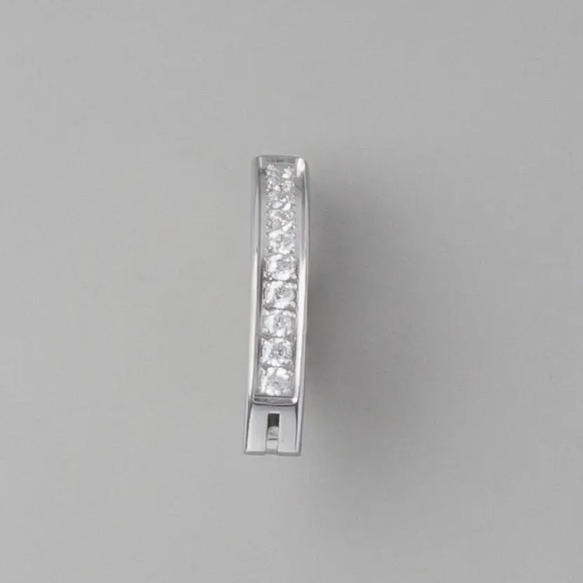 Hinged Clicker Belly Button Ring Single Pave CZ in Silver - Titanium