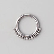 Hinged Clicker Ring with Balls Around - Titanium - Camden Body Jewellery