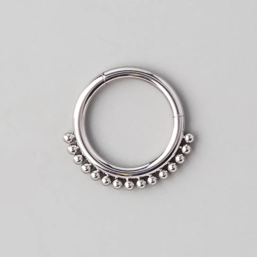 Hinged Clicker Ring with Balls Around - Titanium - Camden Body Jewellery