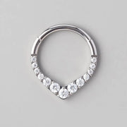 Hinged Segment Ring Front Face V Shape - Titanium - Camden Body Jewellery