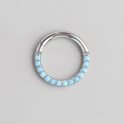 Paved Front Face Hinged Segment Ring in Turquoise - Titanium - Camden Body Jewellery