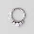 Hinged Segment Ring 3 CZ Gems with 2 Beads - Titanium - Camden Body Jewellery