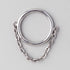 Hinged Segment Ring Front With Chain Dangle in Silver - Titanium - Camden Body Jewellery