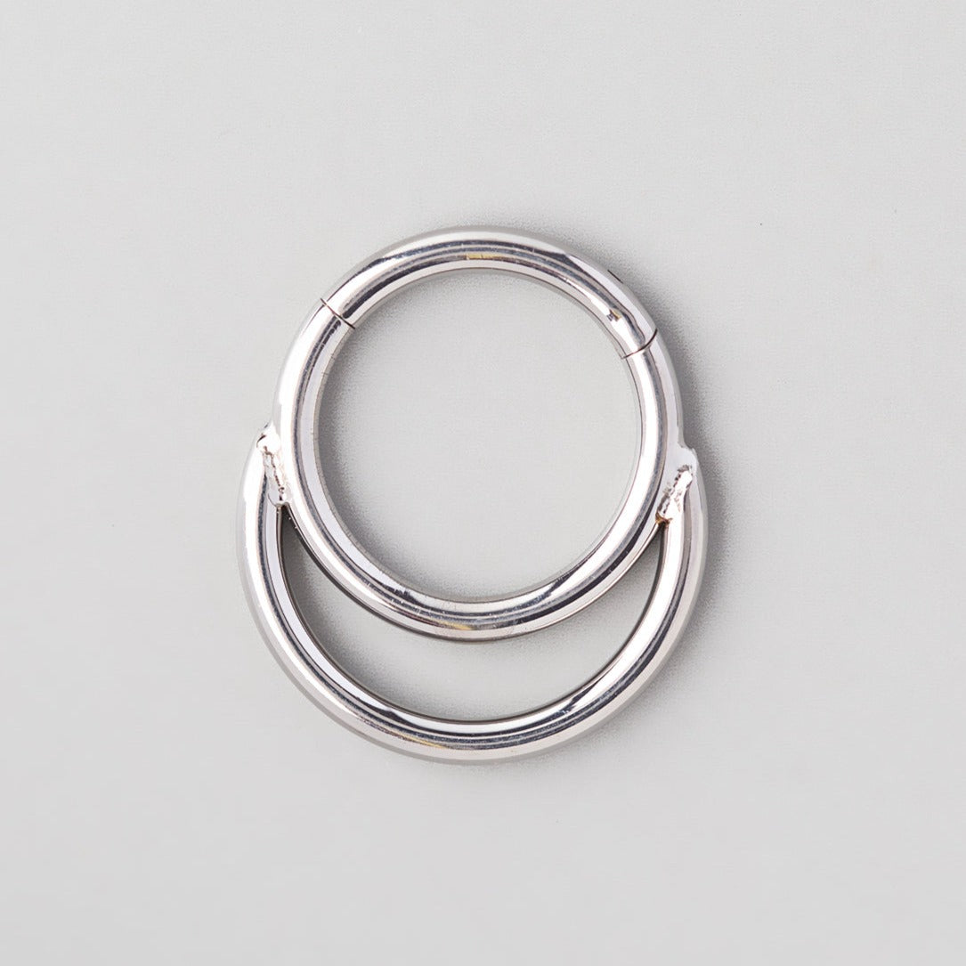 Hinged Segment Ring & Half Hoop Front in Silver - Titanium - Camden Body Jewellery