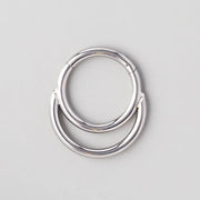 Hinged Segment Ring & Half Hoop Front in Silver - Titanium - Camden Body Jewellery